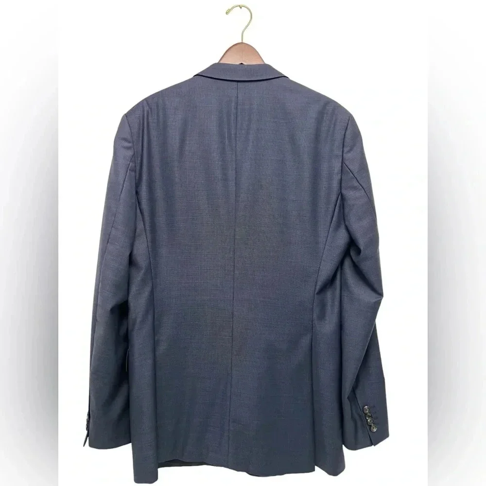 Hugo Boss Blue Micro Check Suit Jacket Blazer Coat Super 100 Modern Fit Men 42 L - Picture 3 of 12